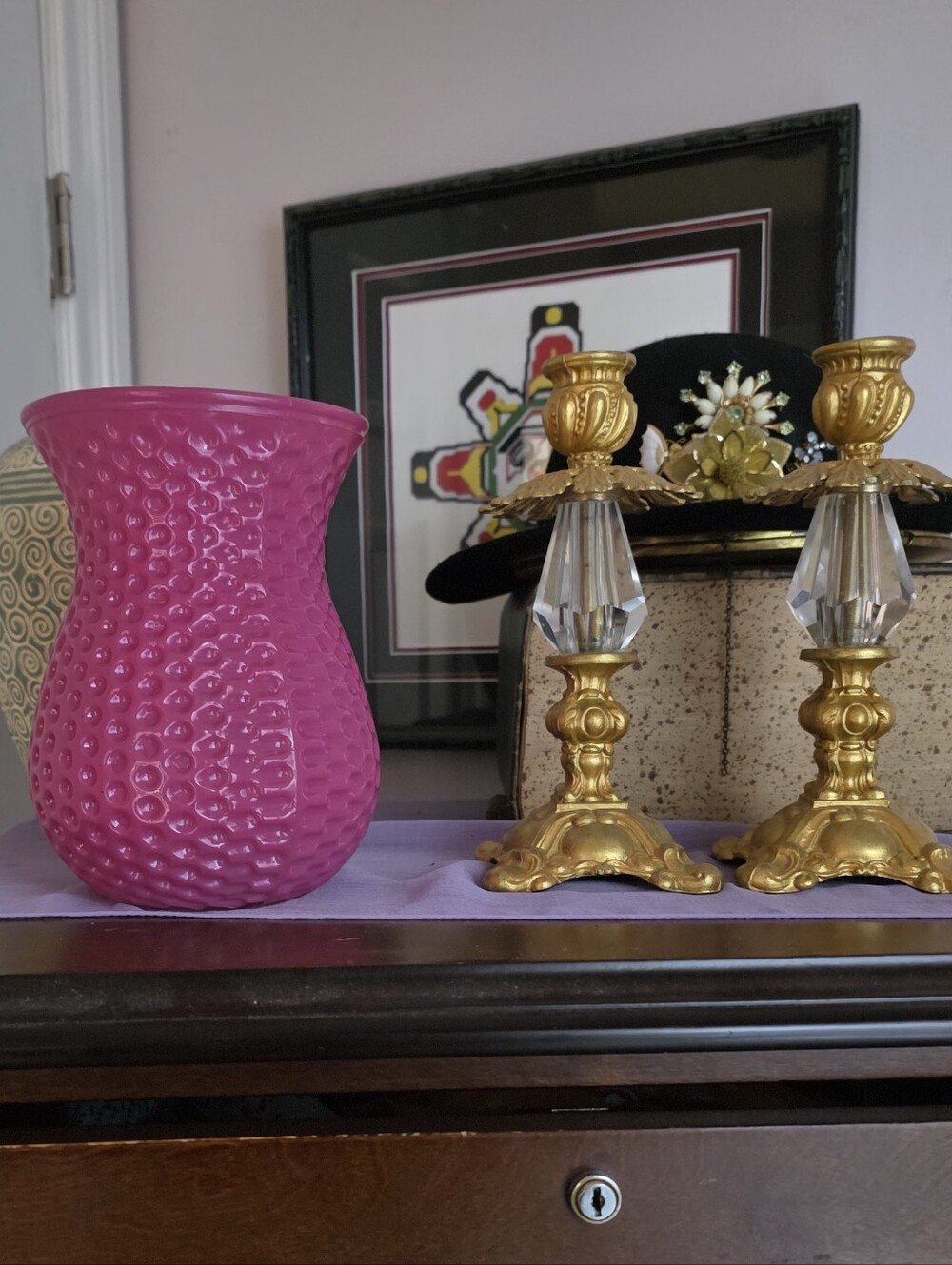 Pink Dimple Glass Vase - Home Accents